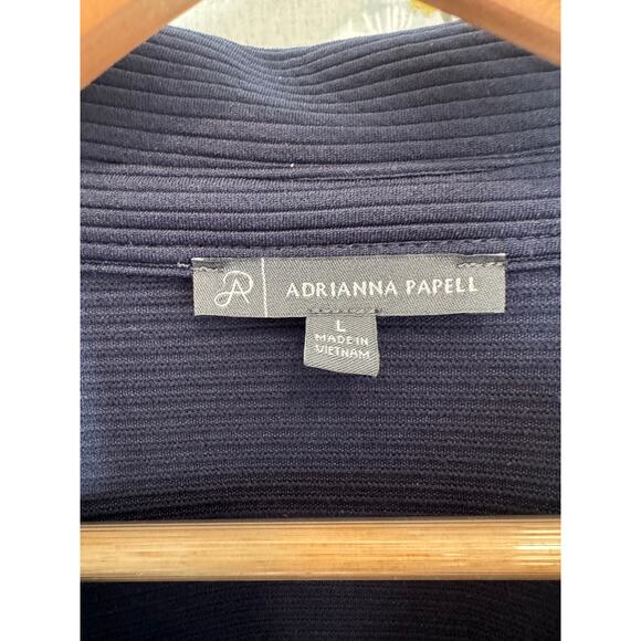 Adrianna Papell Navy Blue Long Sleeve Quarter Zip with Collar - Size Large - Picture 3 of 7